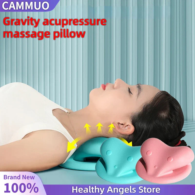 ÉTIREUR DE COU ET D'ÉPAULE - CUSHION DE MASSAGE POUR TRACTION CERVICALE POUR ALIGNEMENT SPINAL