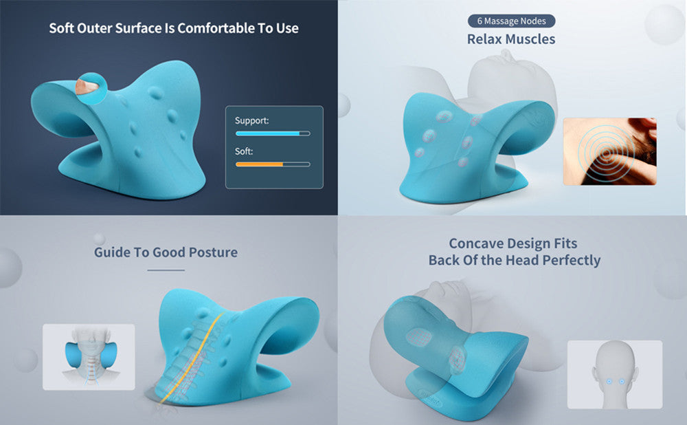 ÉTIREUR DE COU ET D'ÉPAULE - CUSHION DE MASSAGE POUR TRACTION CERVICALE POUR ALIGNEMENT SPINAL