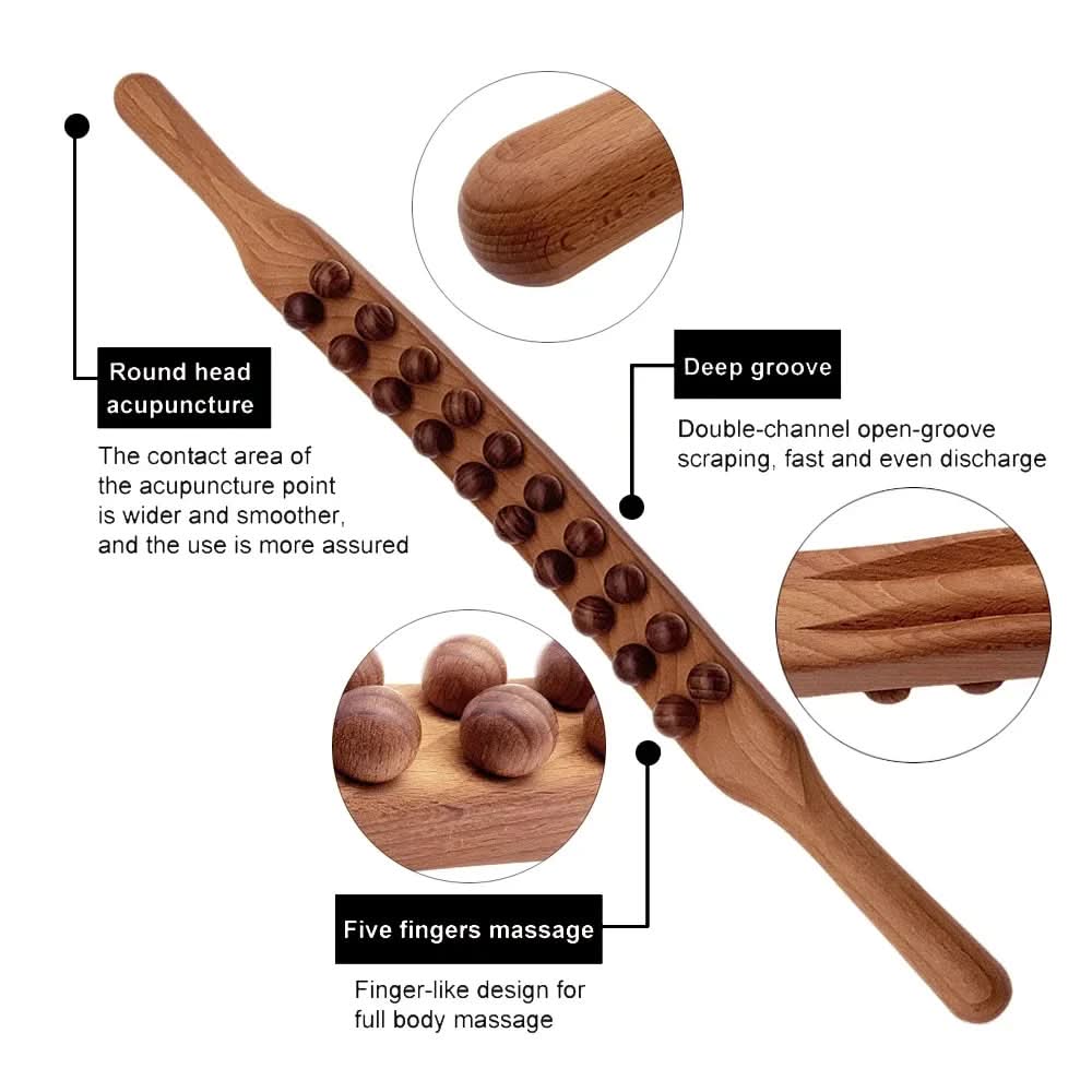 WOOLEASE – Gua Sha Massagestock en bois naturel