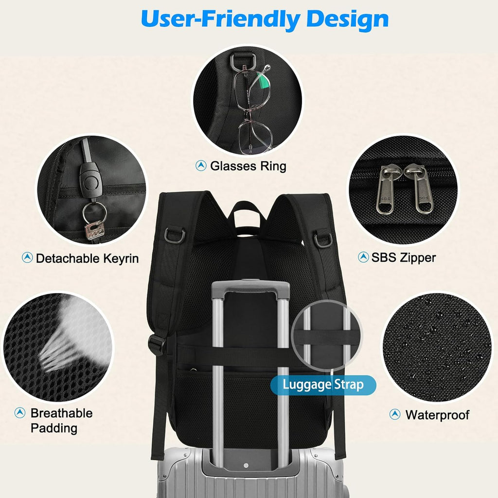 Sac à dos étanche pour ordinateur portable et déjeuner avec port USB – Sac de voyage multi-compartiments