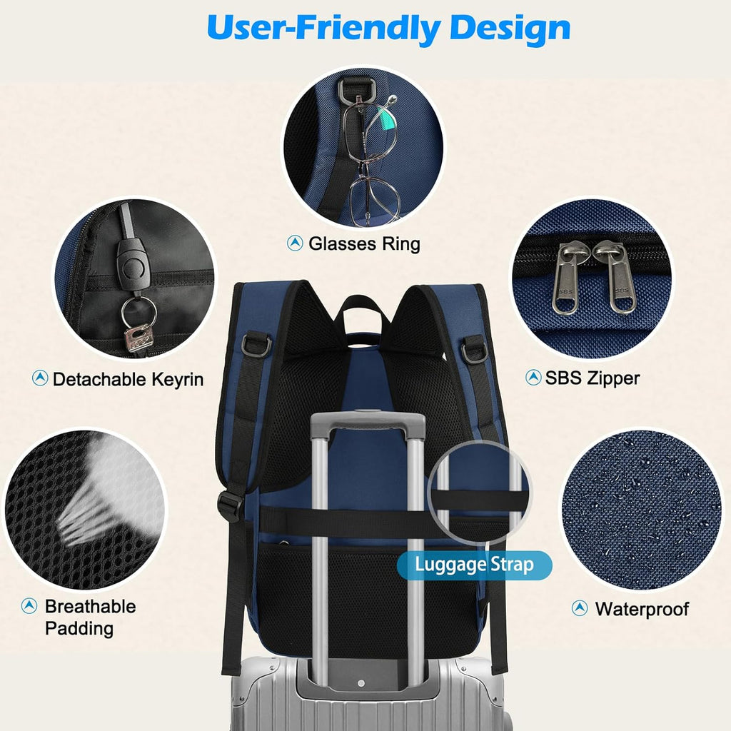 Sac à dos étanche pour ordinateur portable et déjeuner avec port USB – Sac de voyage multi-compartiments