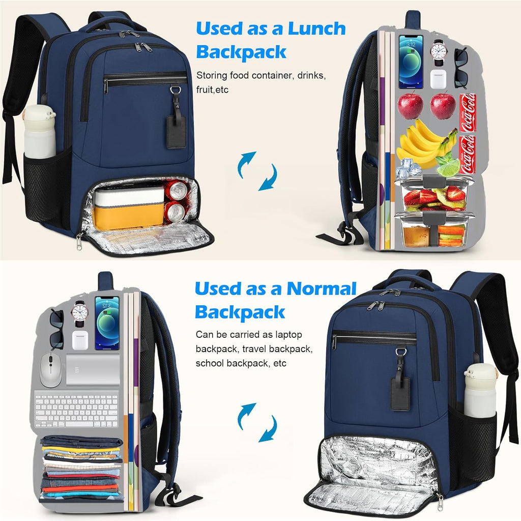Sac à dos étanche pour ordinateur portable et déjeuner avec port USB – Sac de voyage multi-compartiments