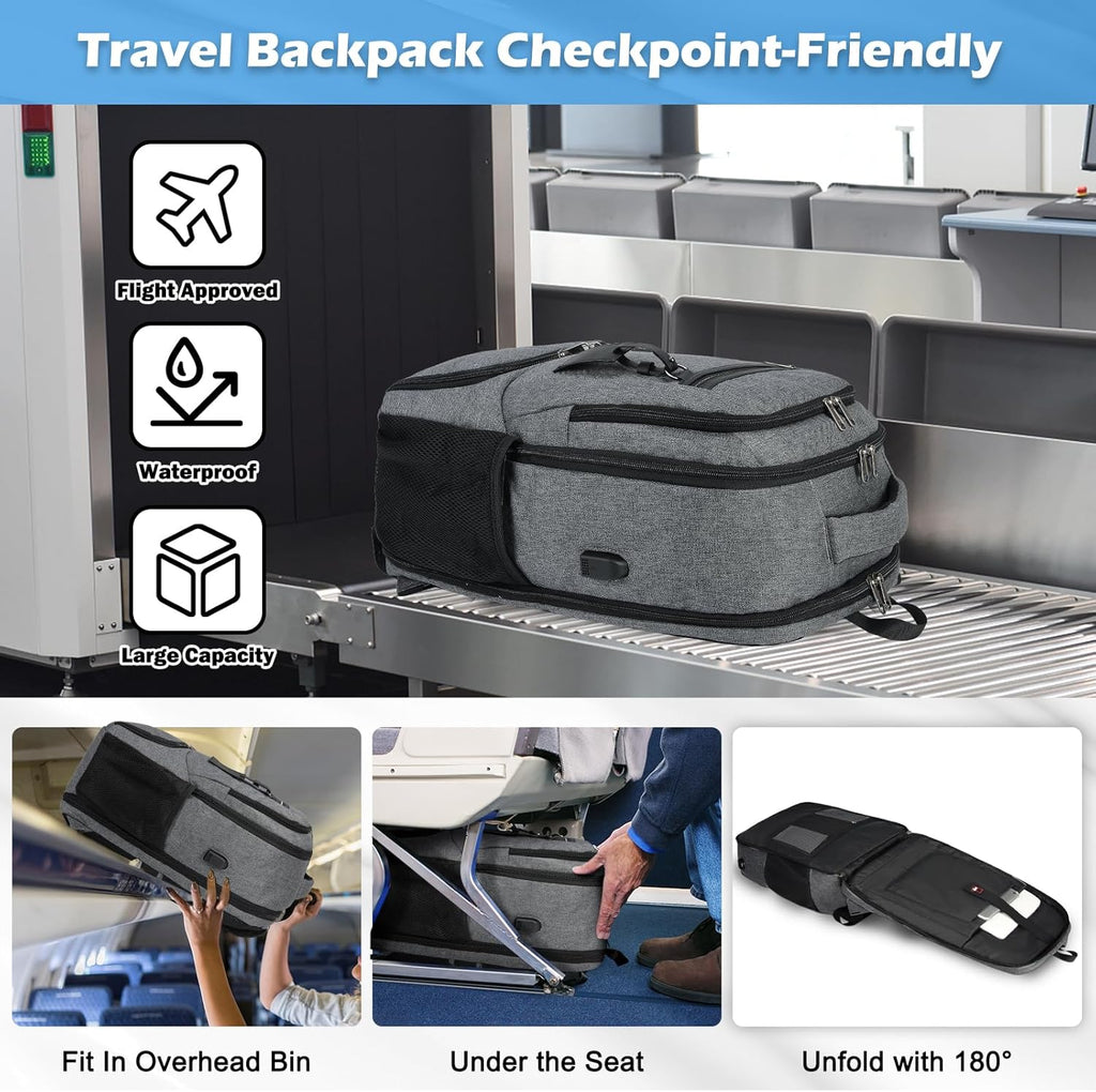 Sac à dos étanche pour ordinateur portable et déjeuner avec port USB – Sac de voyage multi-compartiments