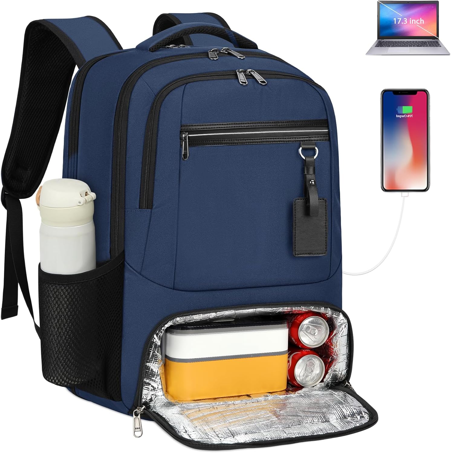 Sac à dos étanche pour ordinateur portable et déjeuner avec port USB – Sac de voyage multi-compartiments