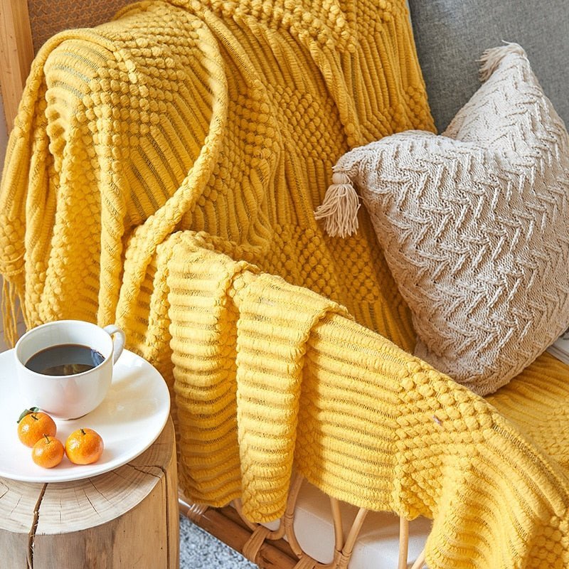 Couverture en tricot douillette pour canapé et lit