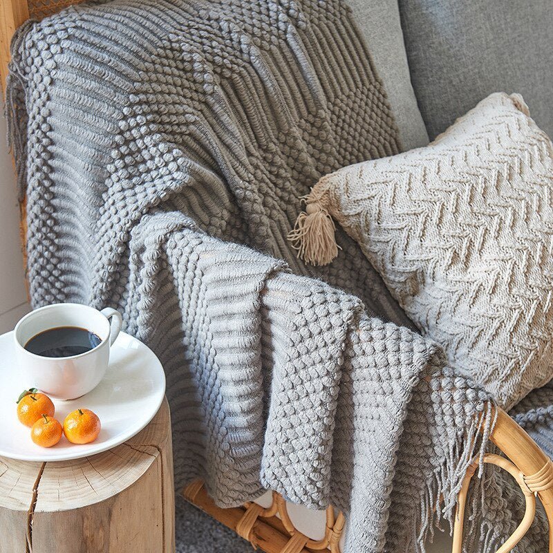 Couverture en tricot douillette pour canapé et lit
