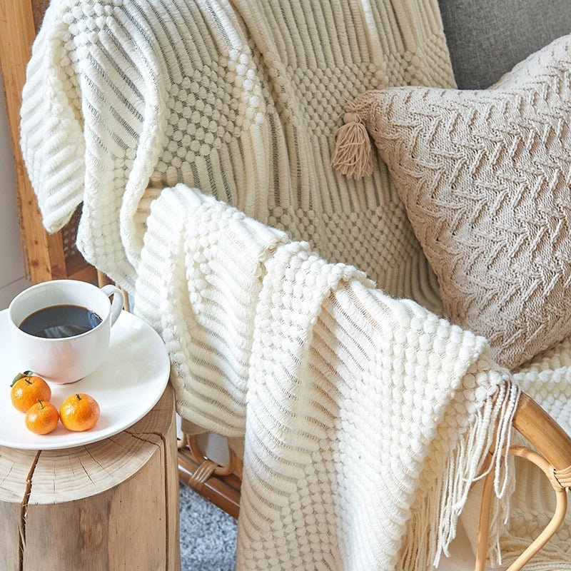 Couverture en tricot douillette pour canapé et lit