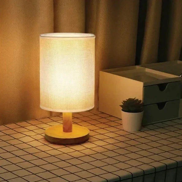 Aiko – Lampe de Table Organique en Bois & Lin avec Télécommande