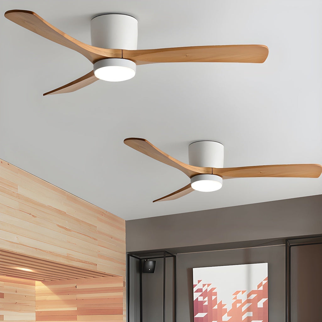 Ventilateur de plafond en bois nordique avec lumière LED télécommandée