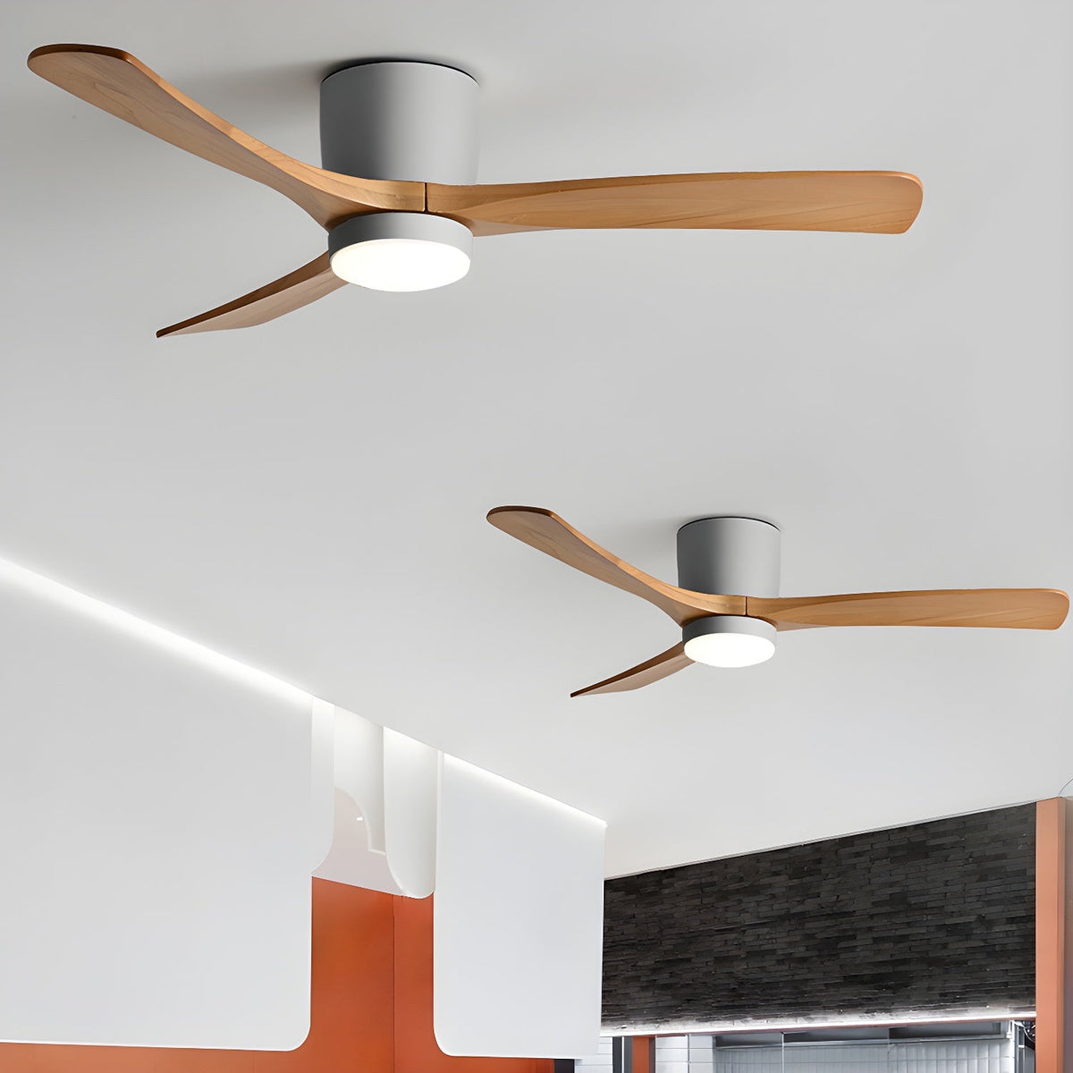 Ventilateur de plafond en bois nordique avec lumière LED télécommandée