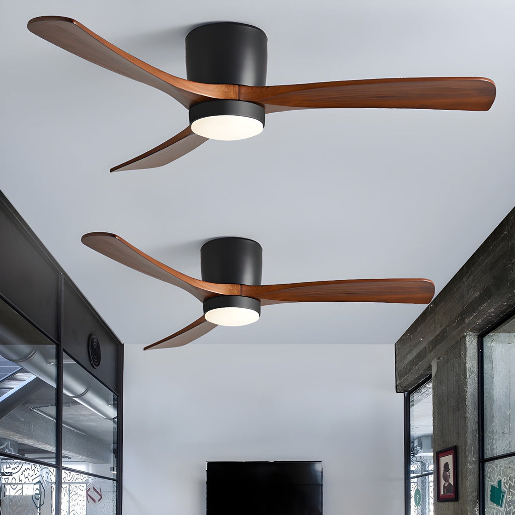 Ventilateur de plafond en bois nordique avec lumière LED télécommandée