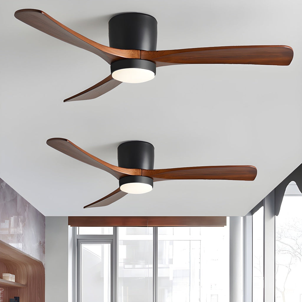 Ventilateur de plafond en bois nordique avec lumière LED télécommandée