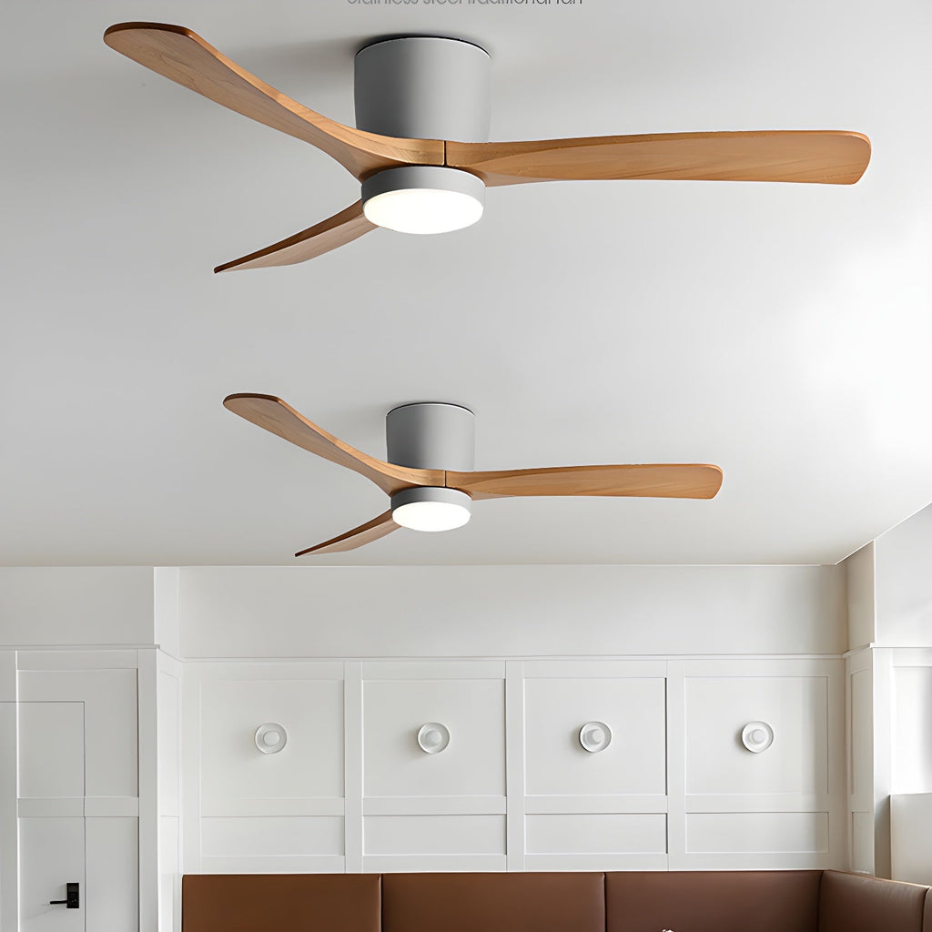 Ventilateur de plafond en bois nordique avec lumière LED télécommandée