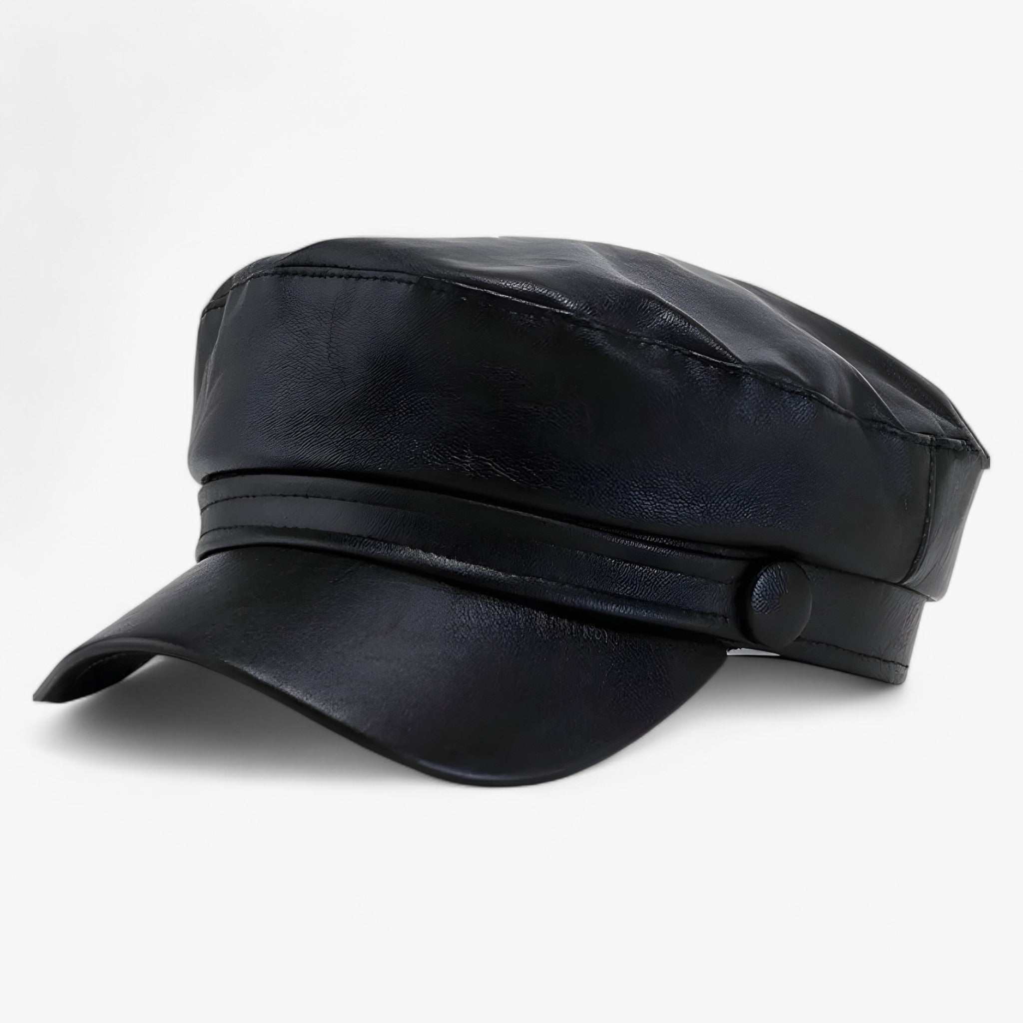 Casquette plate octogonale pour femmes en cuir PU – Valence