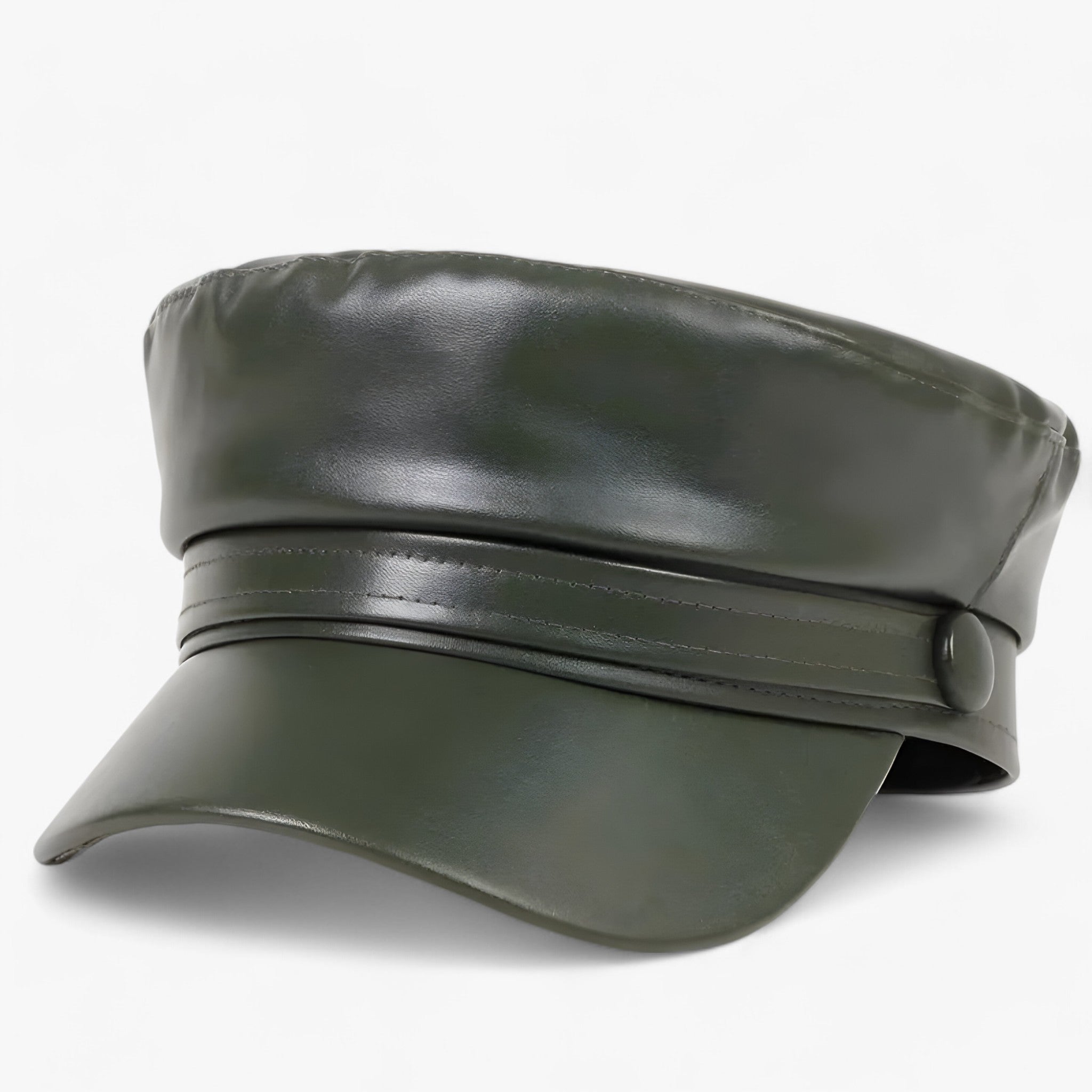 Casquette plate octogonale pour femmes en cuir PU – Valence