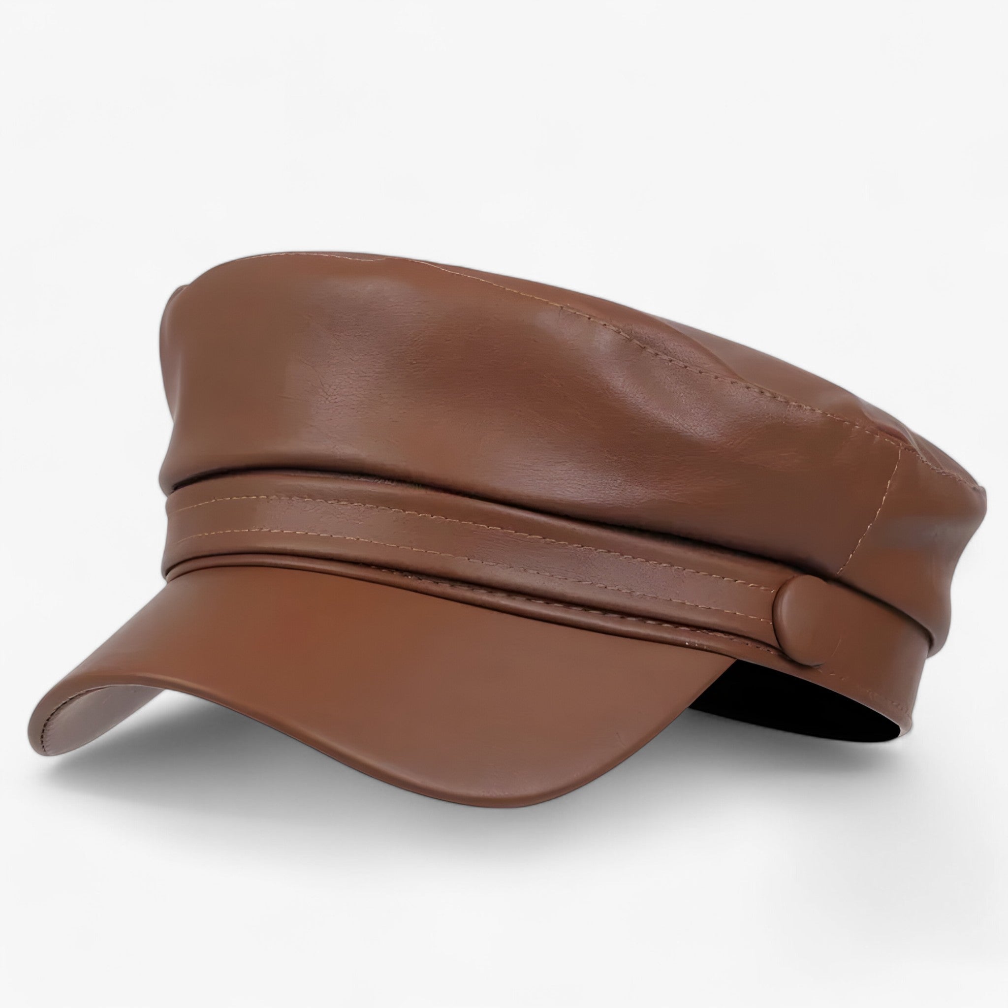 Casquette plate octogonale pour femmes en cuir PU – Valence