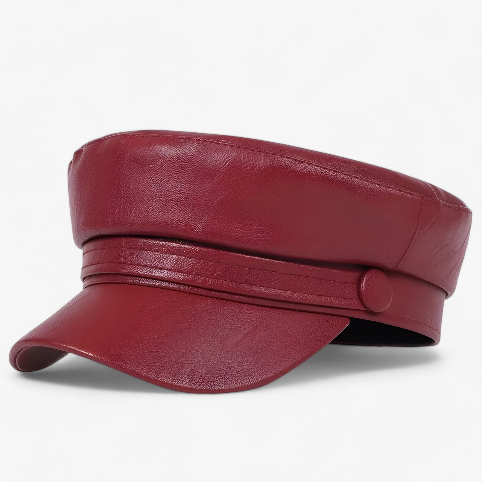 Casquette plate octogonale pour femmes en cuir PU – Valence