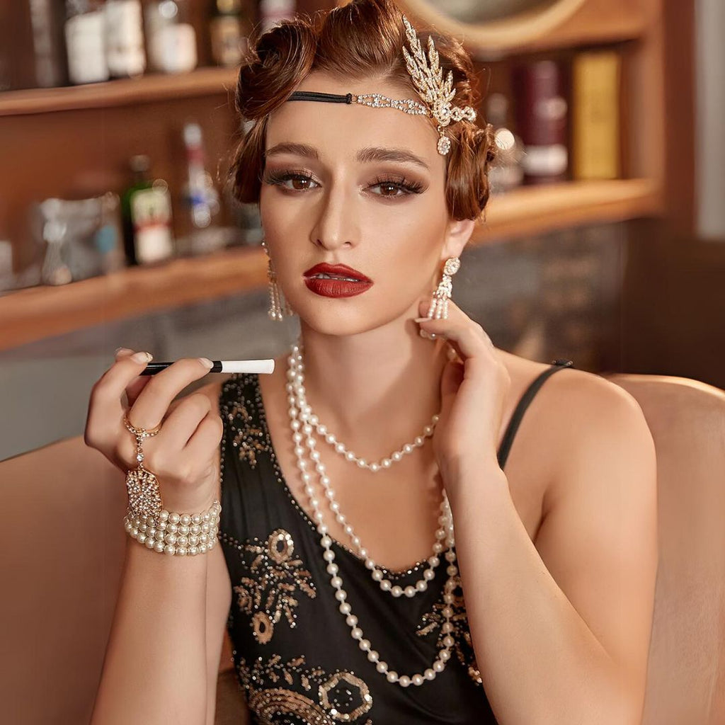 Ensemble d'accessoires Olive des années 1920 – Élégance vintage inspirée de Gatsby