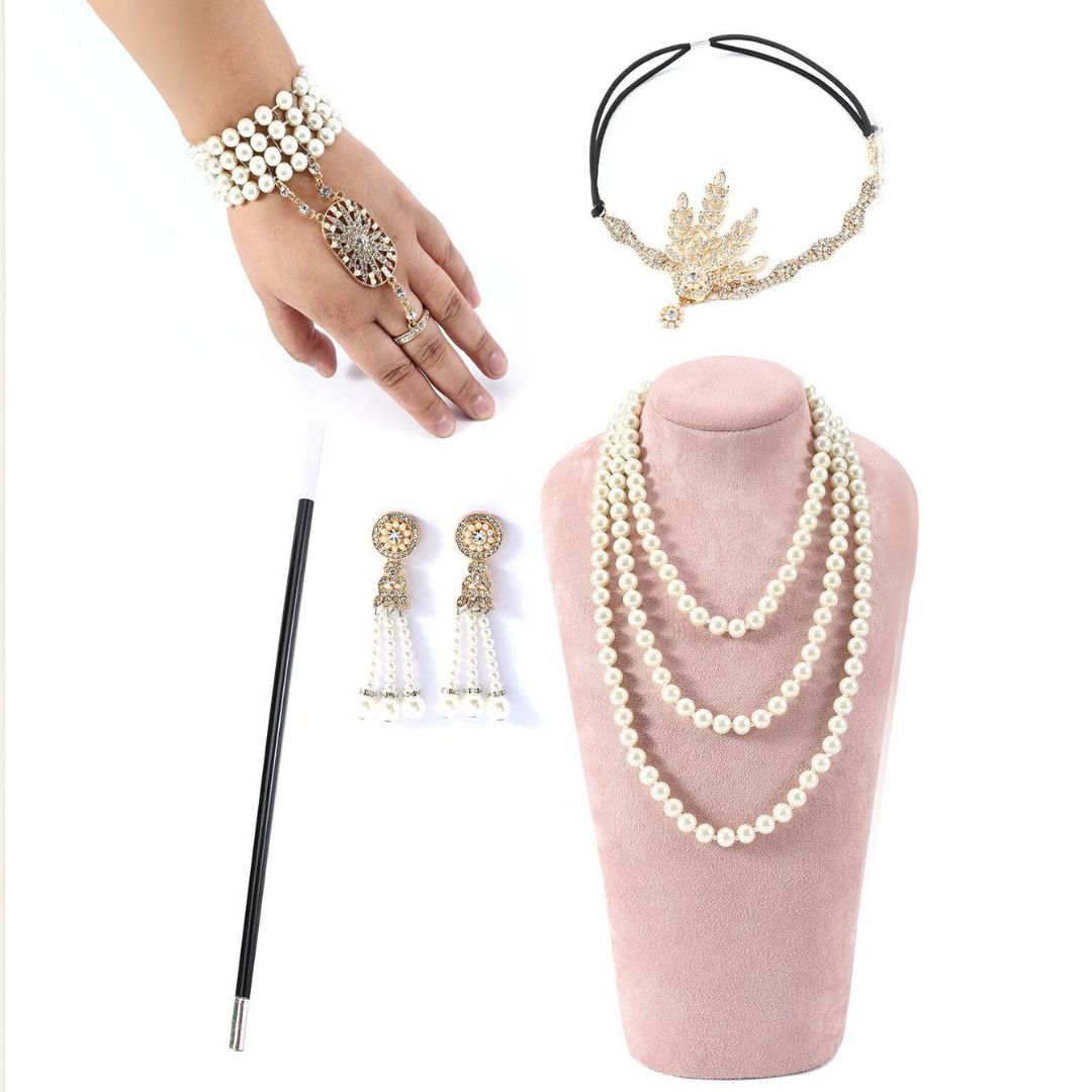 Ensemble d'accessoires Olive des années 1920 – Élégance vintage inspirée de Gatsby