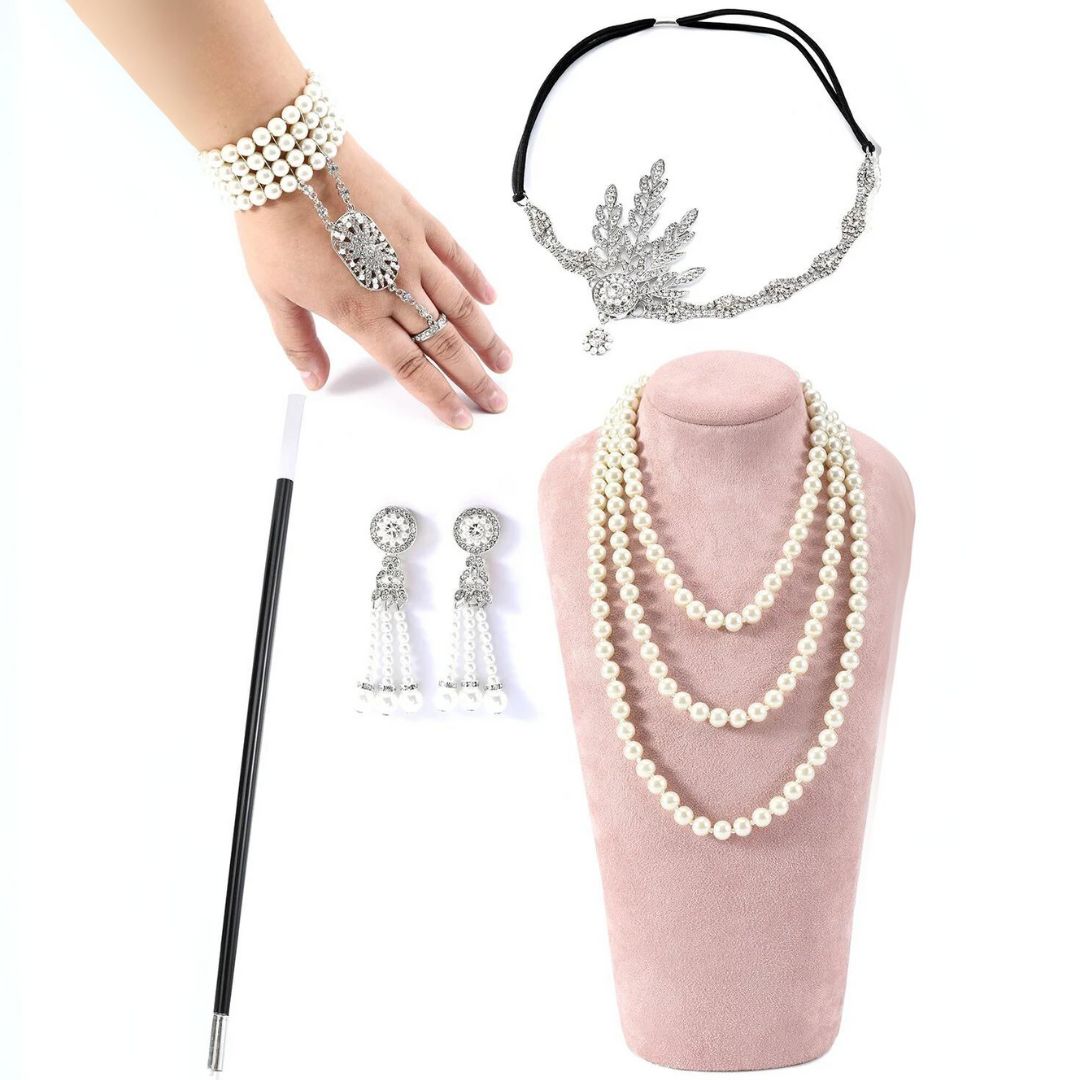 Ensemble d'accessoires Olive des années 1920 – Élégance vintage inspirée de Gatsby