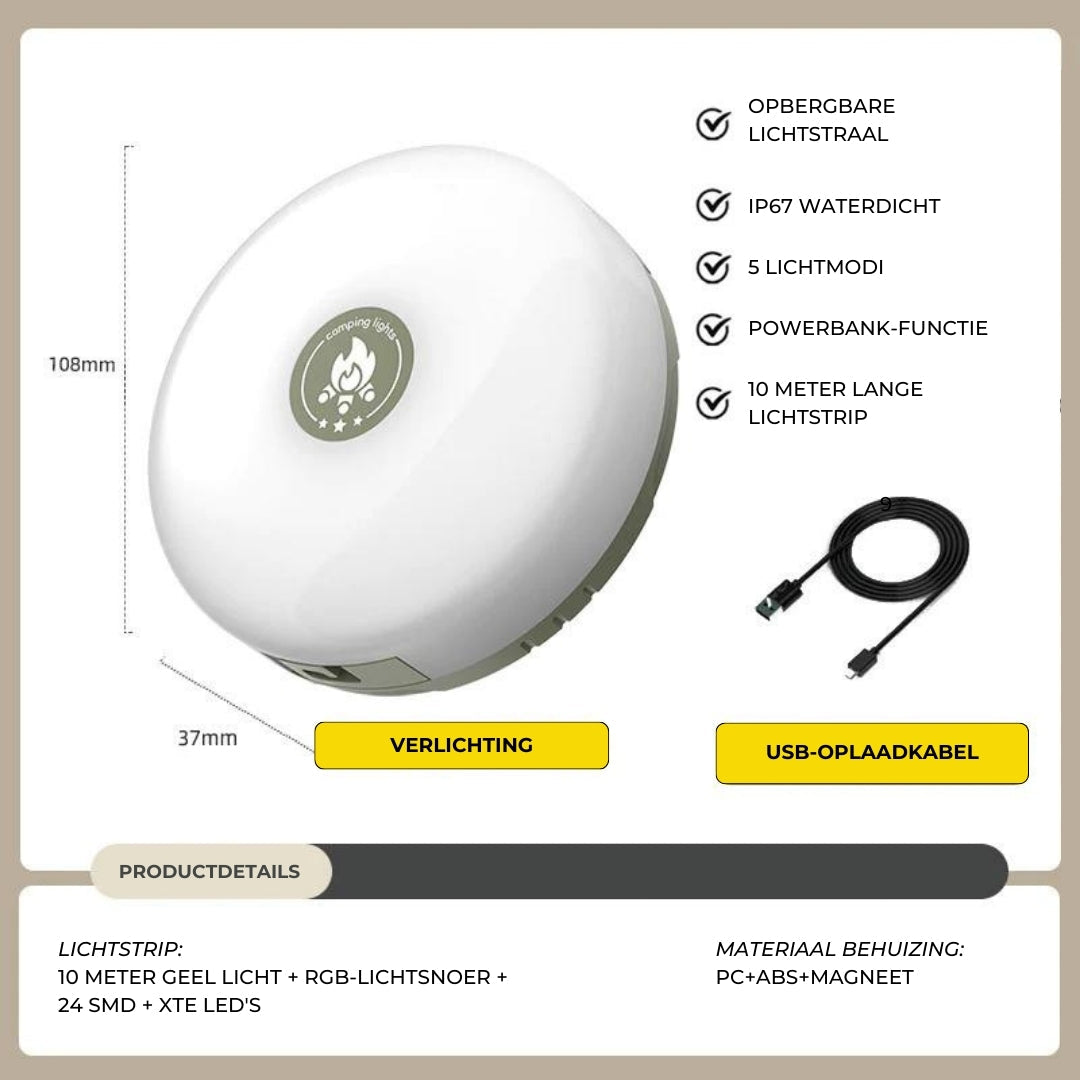 Éclairage Extérieur LED Rechargeable et Étanche