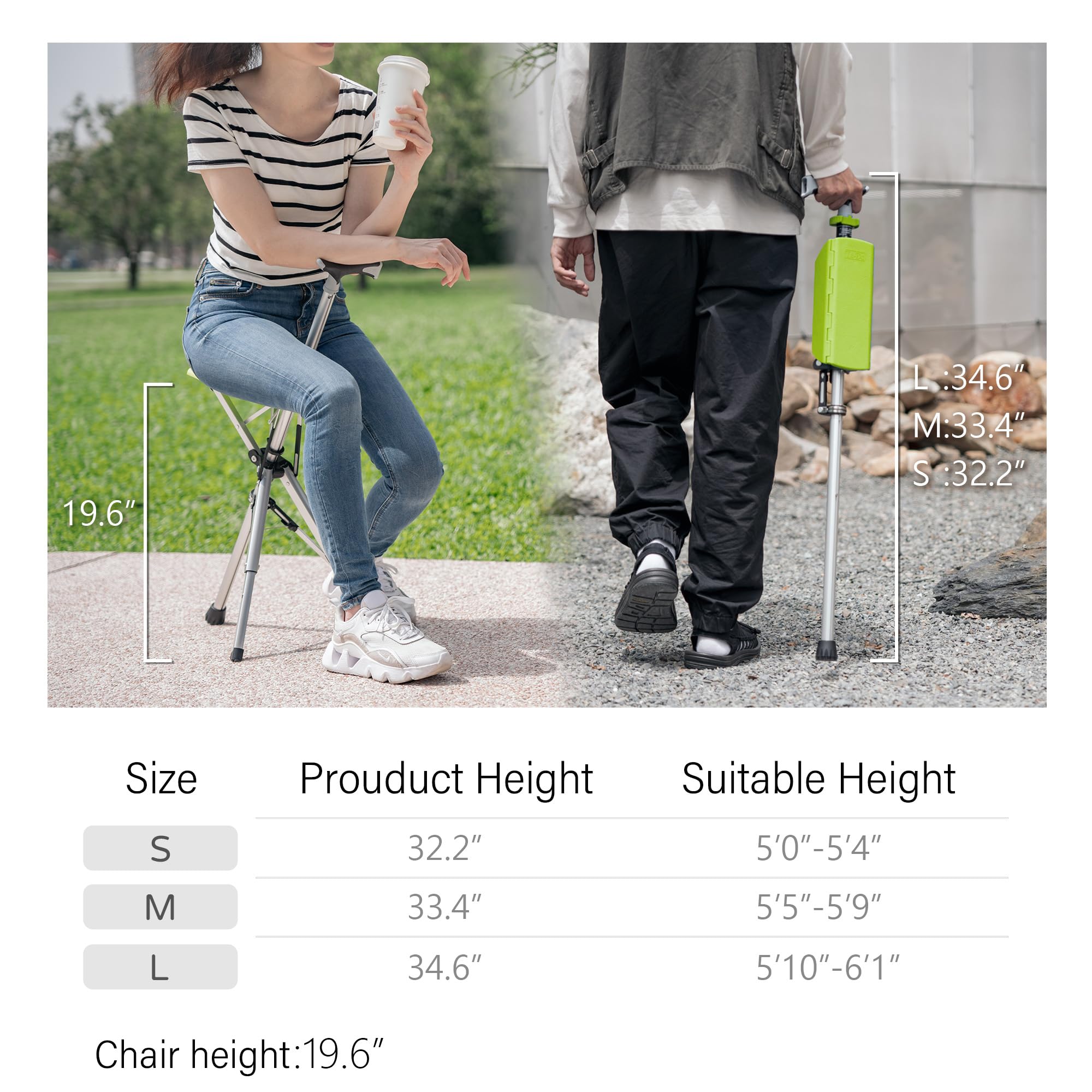 CrutchSeat - Siège pliable pour le confort - léger et portable