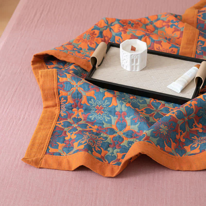 Couette en Coton à Six Couches Orange & Bleu - TerraLoom