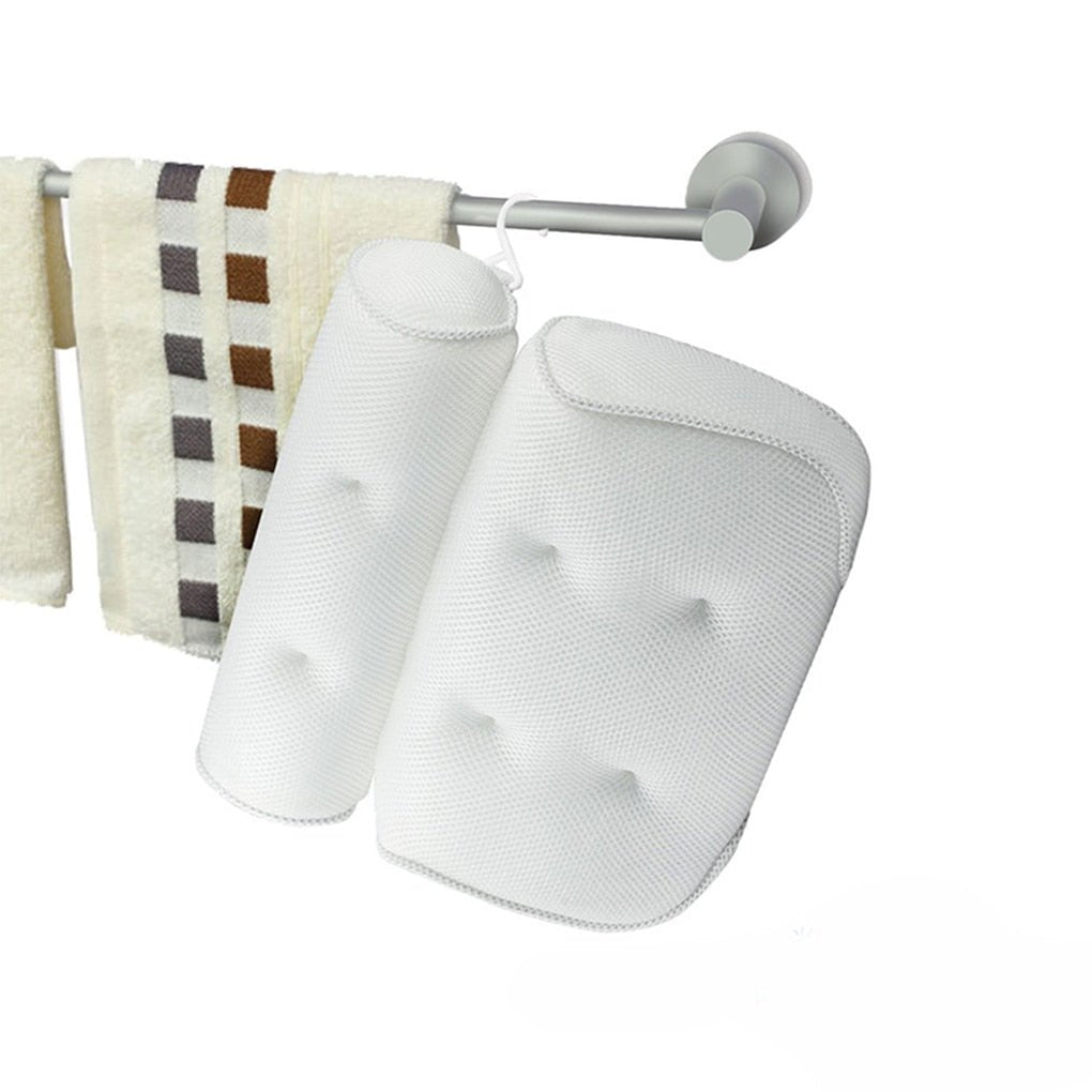 Coussin de bain orthopédique - Coussin de tête de baignoire respirant en tissu maillé 3D avec ventouses