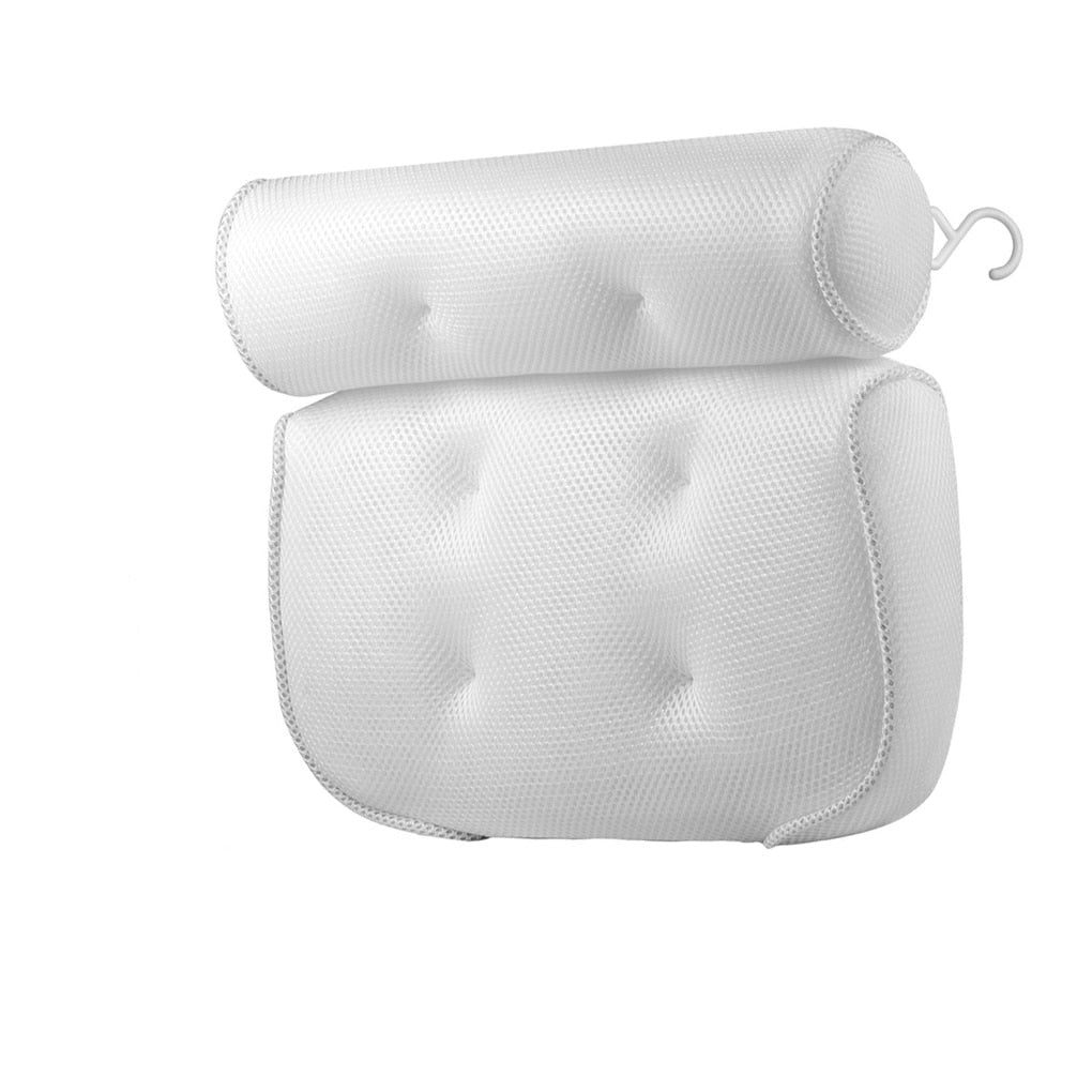 Coussin de bain orthopédique - Coussin de tête de baignoire respirant en tissu maillé 3D avec ventouses