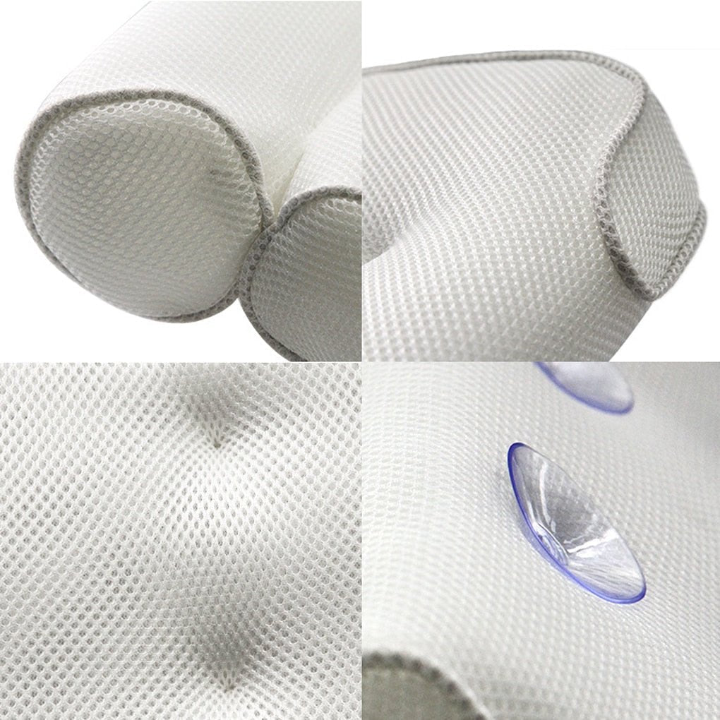 Coussin de bain orthopédique - Coussin de tête de baignoire respirant en tissu maillé 3D avec ventouses