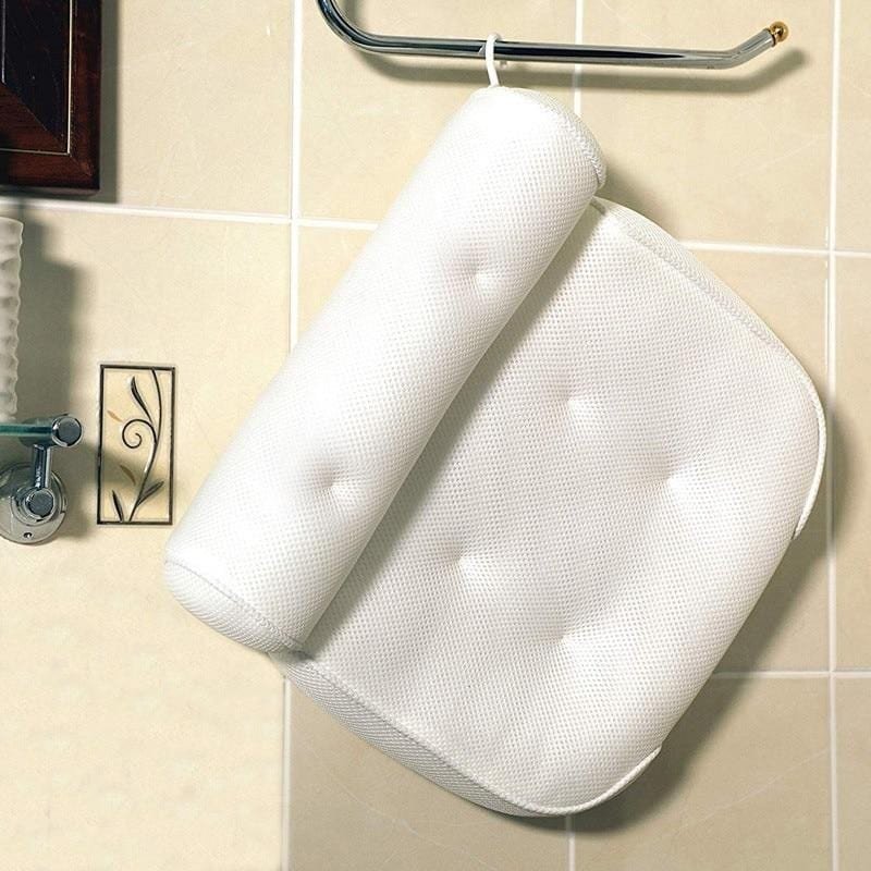 Coussin de bain orthopédique - Coussin de tête de baignoire respirant en tissu maillé 3D avec ventouses