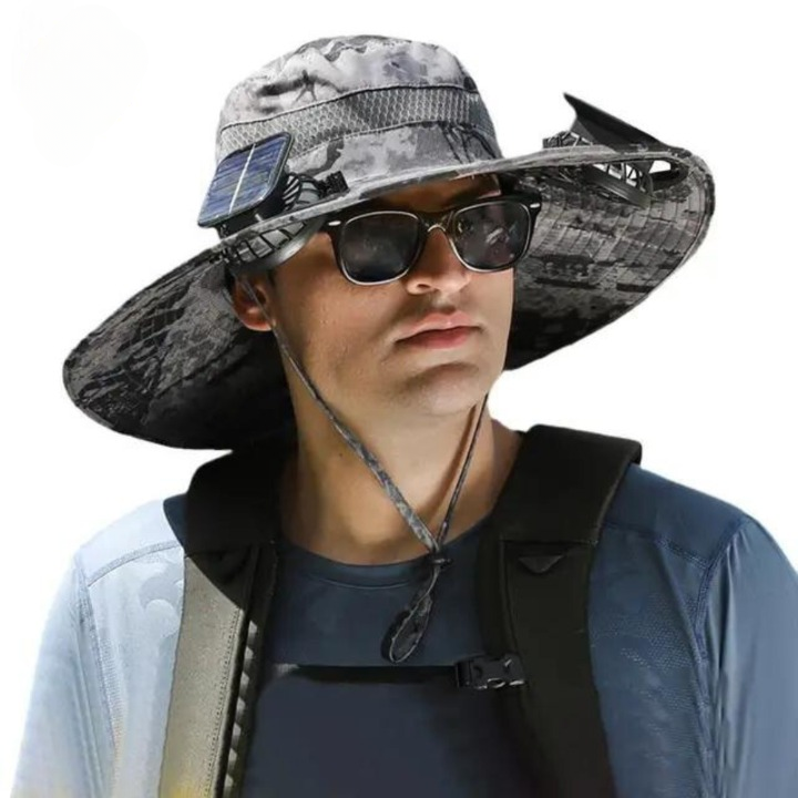 Chapeau de soleil extérieur avec ventilateur solaire intégré – CoolBreeze Solar