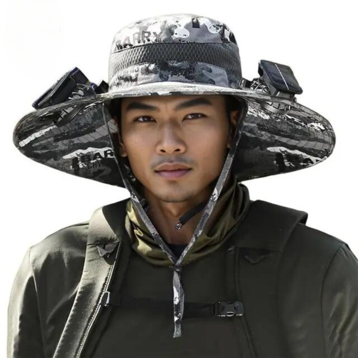 Chapeau de soleil extérieur avec ventilateur solaire intégré – CoolBreeze Solar