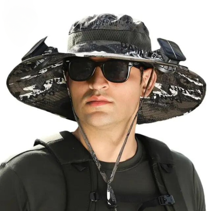 Chapeau de soleil extérieur avec ventilateur solaire intégré – CoolBreeze Solar