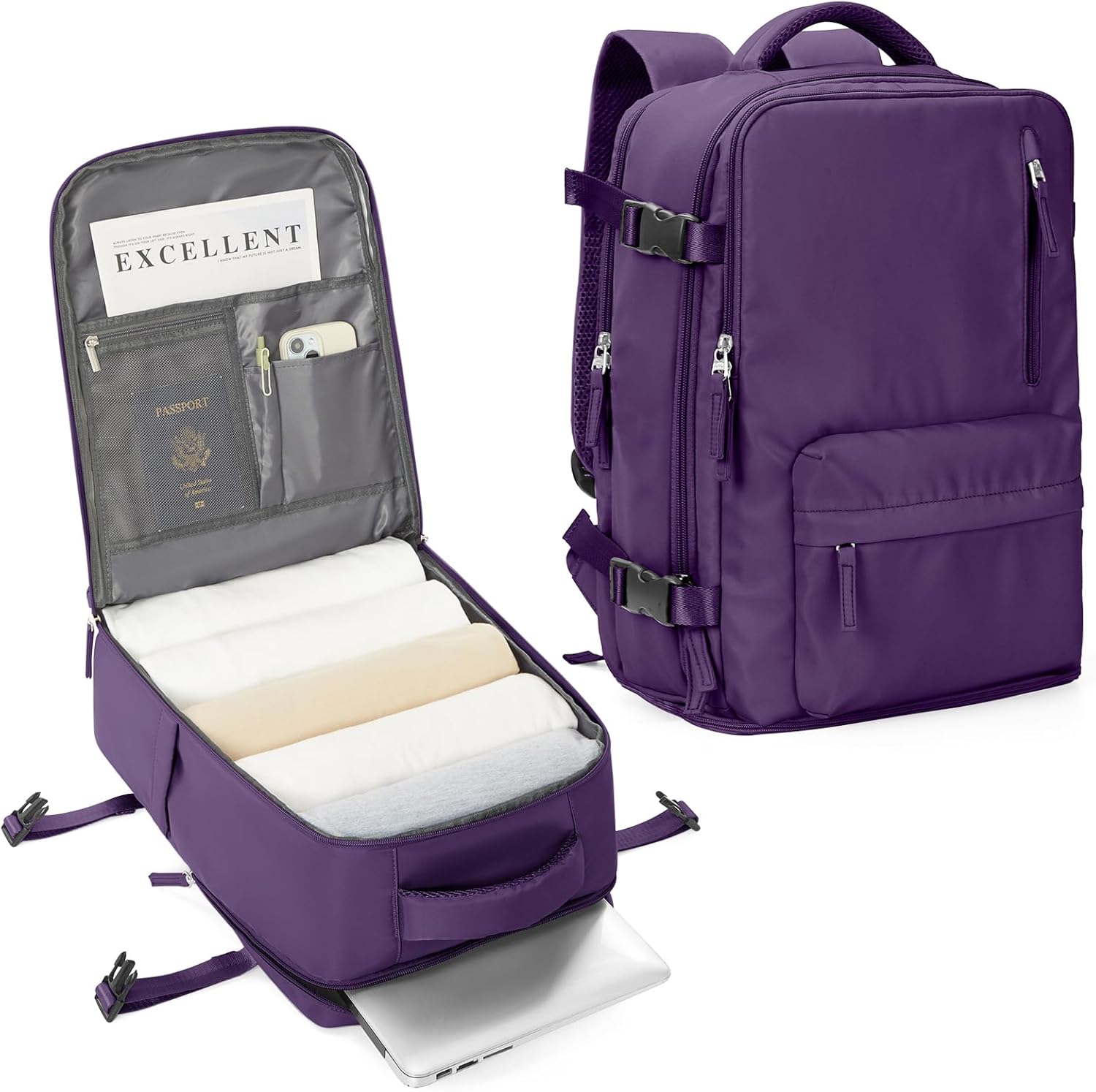 Sac à dos pour ordinateur portable à plusieurs compartiments avec bandoulière réglable