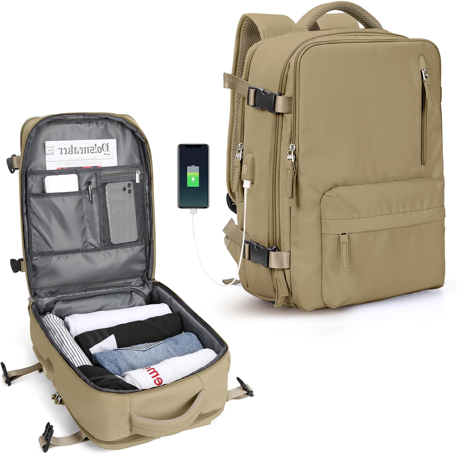Sac à dos pour ordinateur portable à plusieurs compartiments avec bandoulière réglable