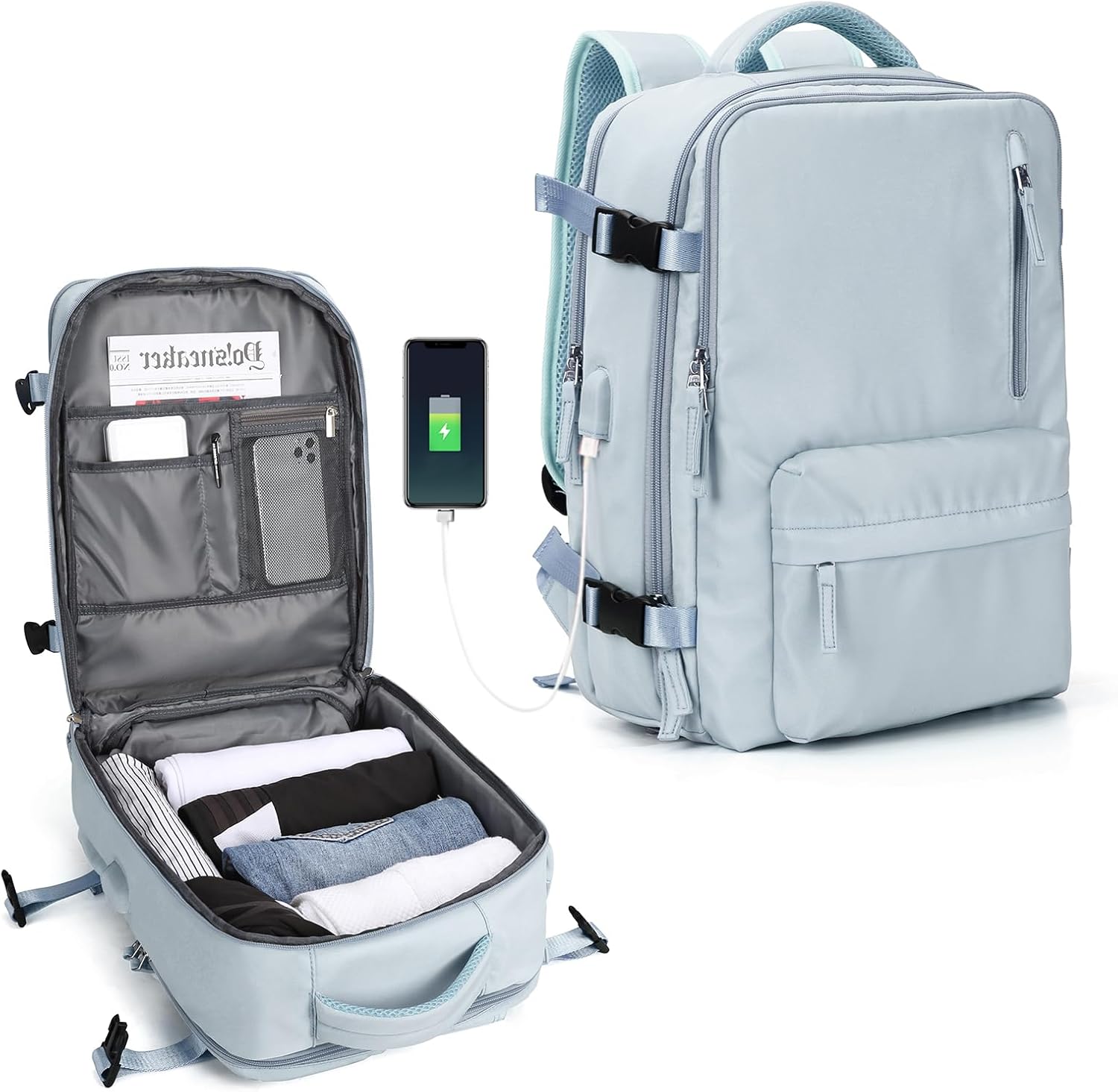 Sac à dos pour ordinateur portable à plusieurs compartiments avec bandoulière réglable