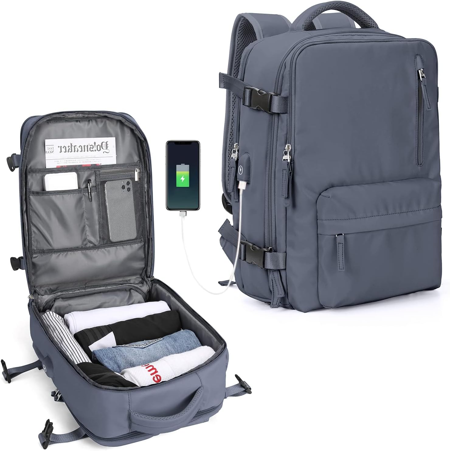 Sac à dos pour ordinateur portable à plusieurs compartiments avec bandoulière réglable