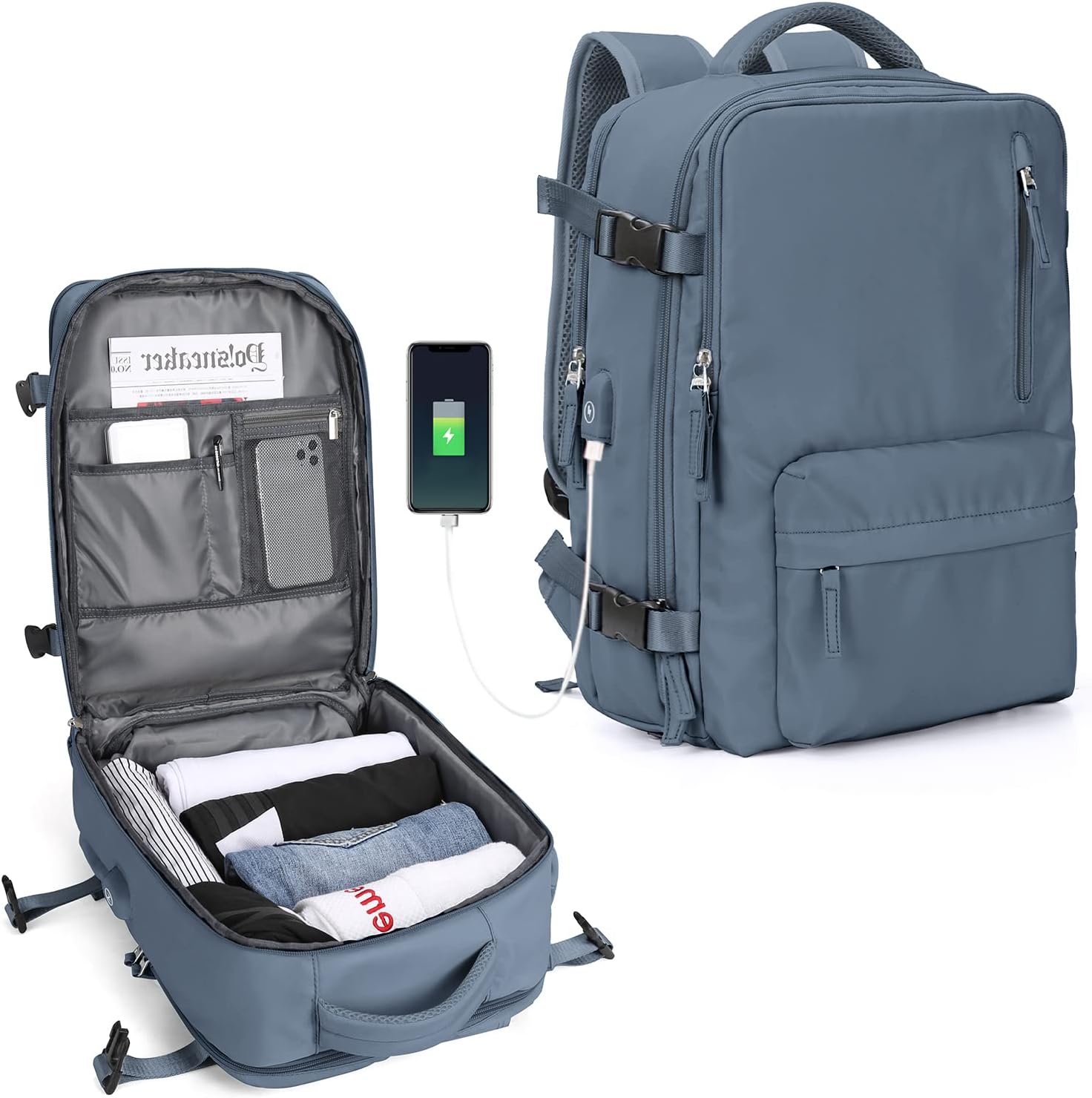 Sac à dos pour ordinateur portable à plusieurs compartiments avec bandoulière réglable