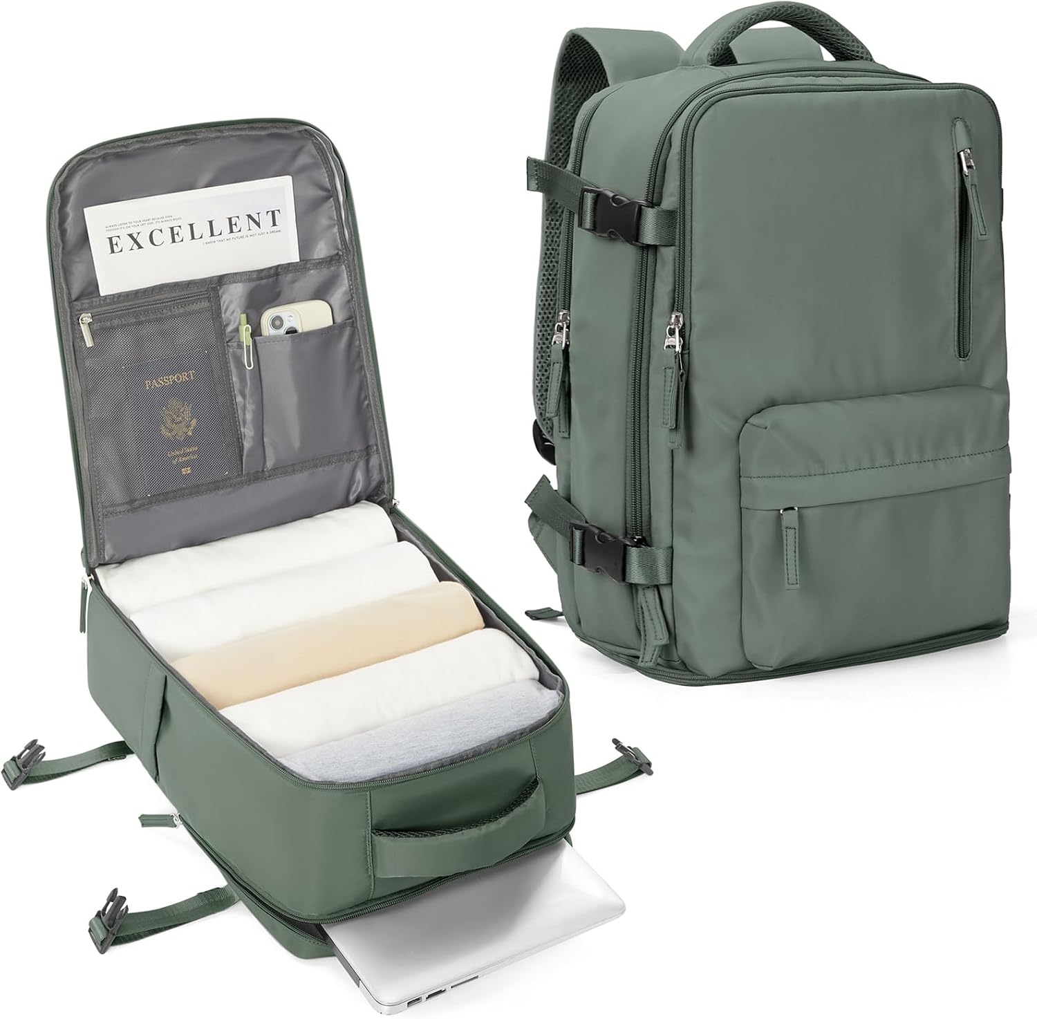 Sac à dos pour ordinateur portable à plusieurs compartiments avec bandoulière réglable