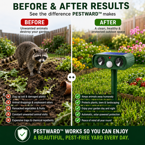PESTWARD – Répulsif Animal Solaire à Détection de Mouvement pour Protection Humaine du Jardin