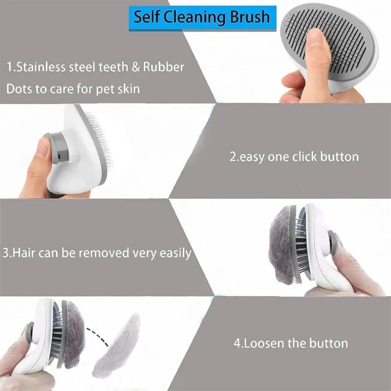 BROSSE DE SOINS POUR ANIMAUX - PEIGNE AUTO-NETTOYANT POUR CHIENS ET CHATS