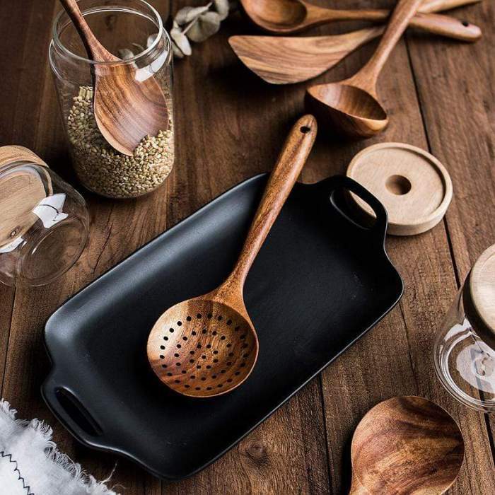 Teakora – Ensemble d'ustensiles de cuisine durables en bois de teck