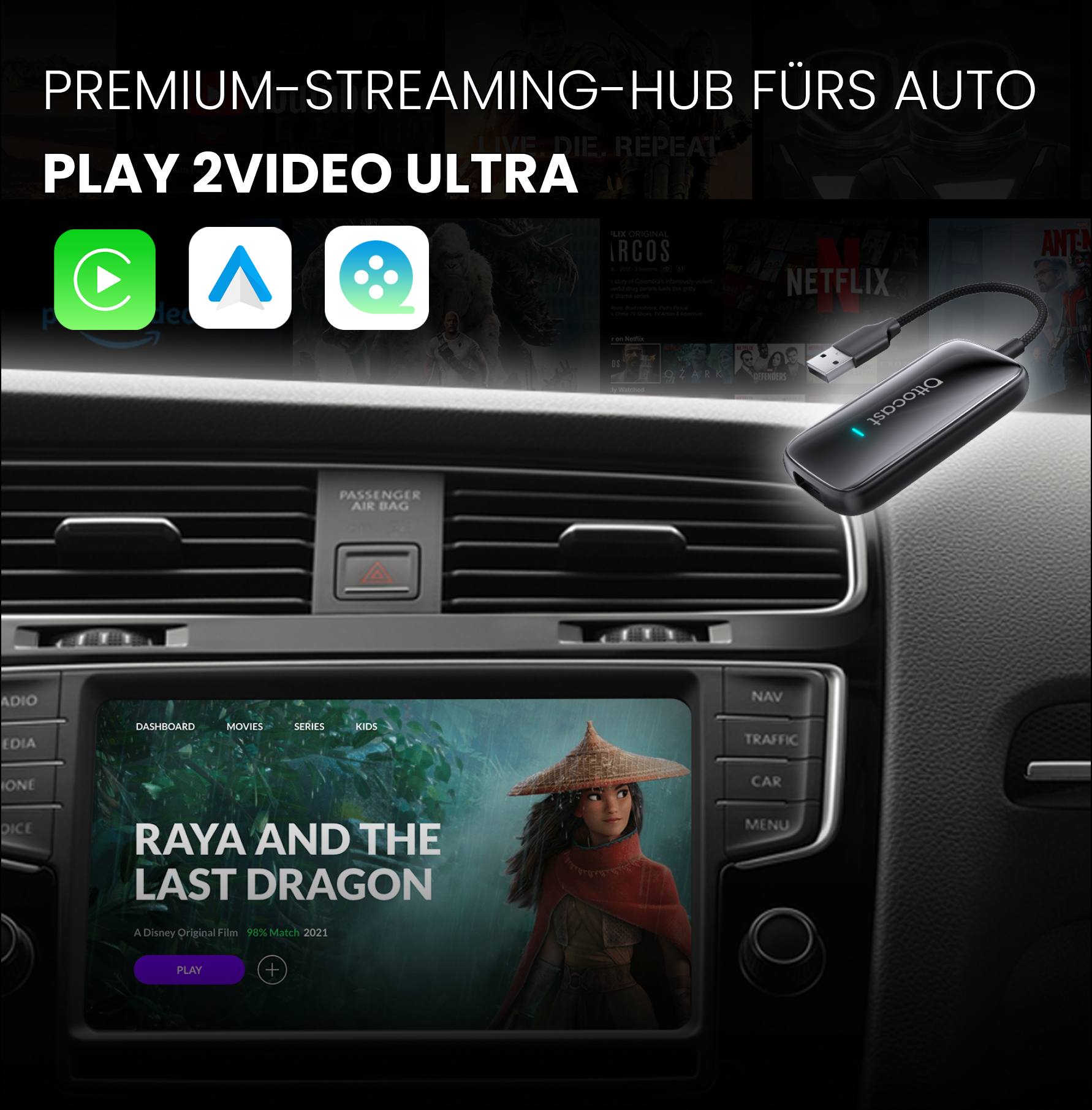 Adaptateur Play2Video Ultra Wireless CarPlay/Android Auto Tout-en-un