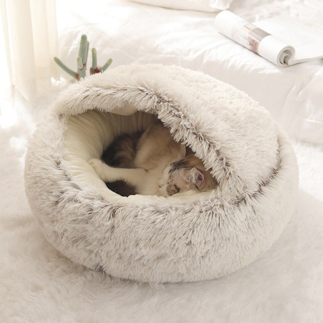 Caverne à câlins en peluche 2-en-1 avec capuche