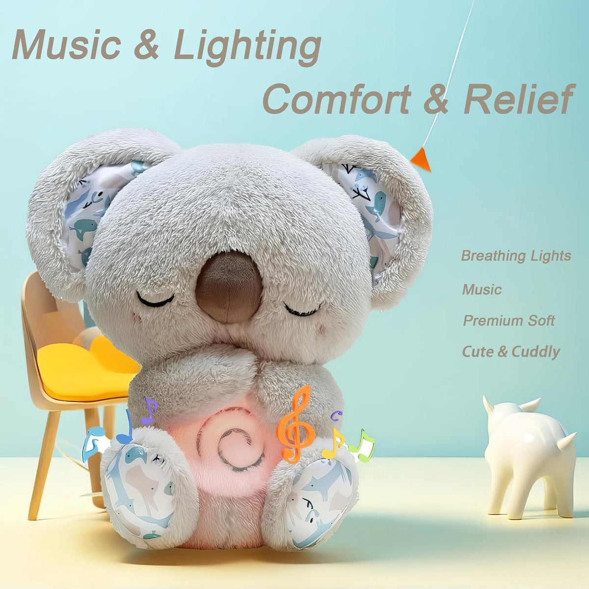Teddy Aeroflux Soulagement Battement de Cœur - Peluche Lumineuse Respirante