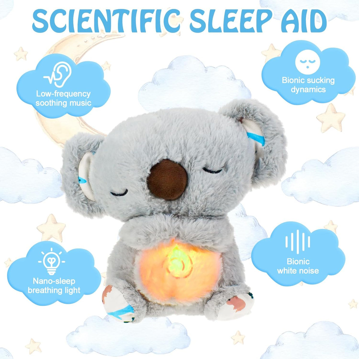 Teddy Aeroflux Soulagement Battement de Cœur - Peluche Lumineuse Respirante
