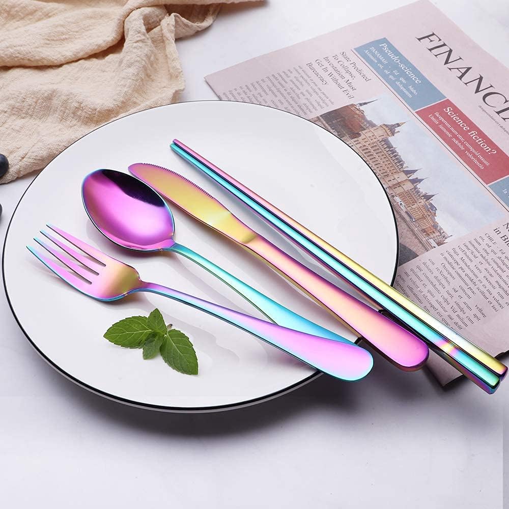 Ensemble de Couverts en Acier Inoxydable Portable - Indispensable pour Voyager !