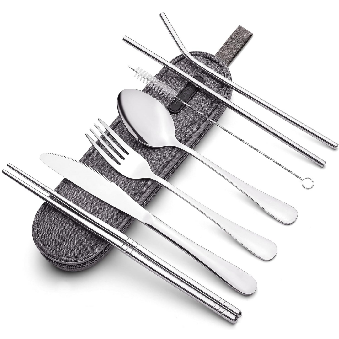 Ensemble de Couverts en Acier Inoxydable Portable - Indispensable pour Voyager !