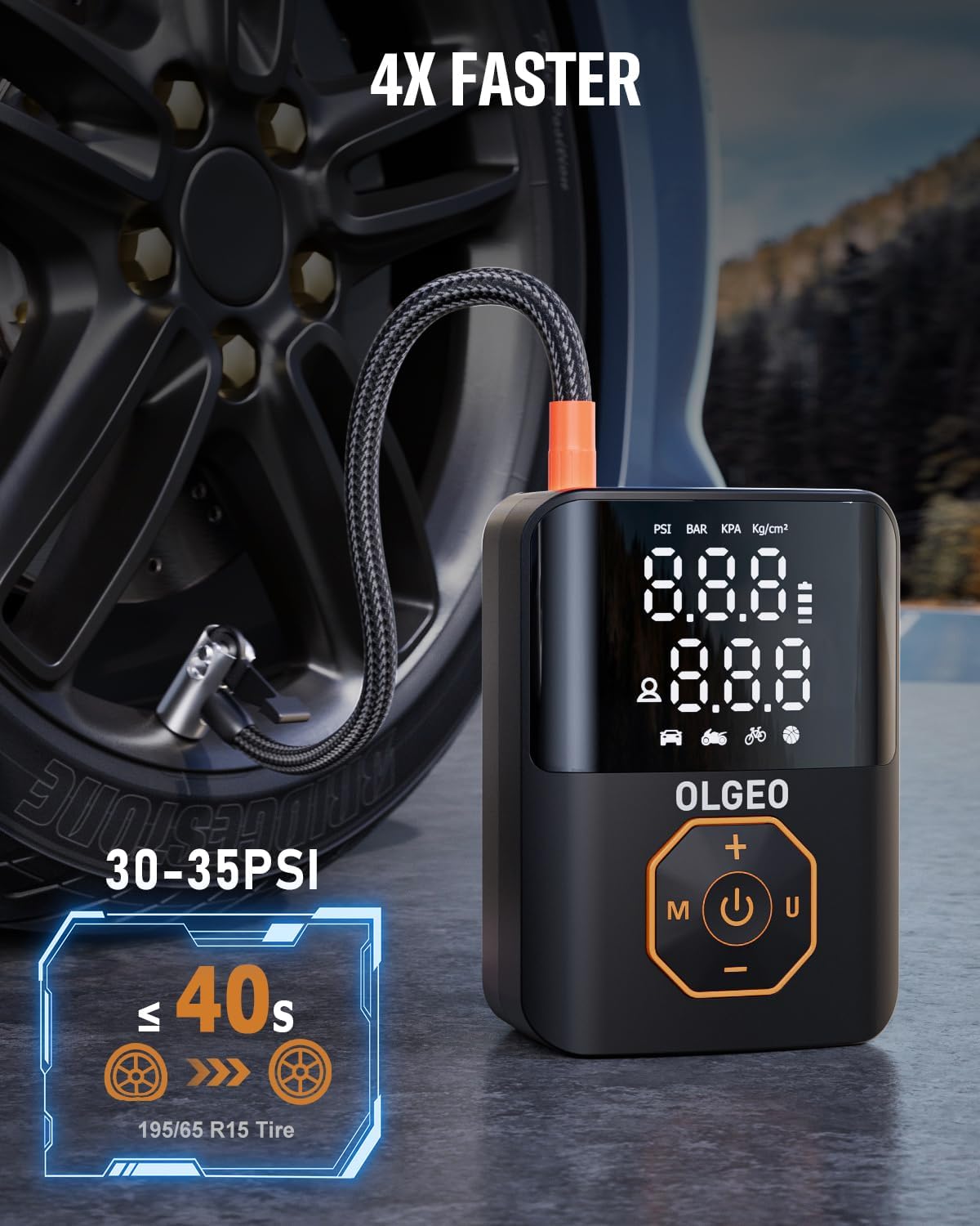 Pompe à Pneus Portable - Compresseur d'Air de 18000mAh pour Voitures et Motos